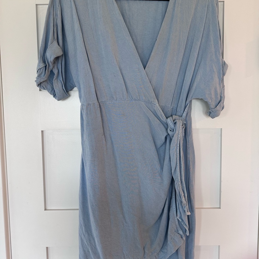 Elegant Blue Wrap Dress